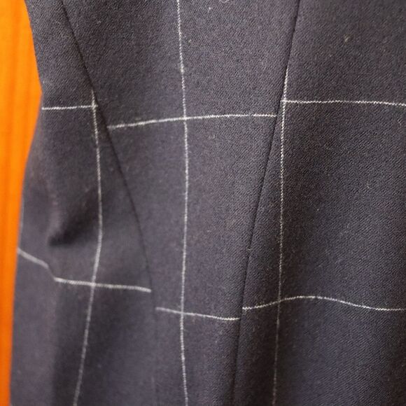 Mr & Mrs MacLeod Vintage Navy Blue Windowpane Plaid Maxi Dress Wool Cashmere - Picture 8 of 15